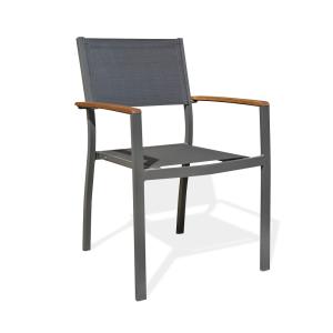 Sillón de jardín de aluminio y acacia - gris antracita