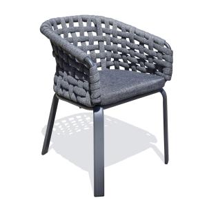 Sillón de jardín de cuerda tejida y aluminio