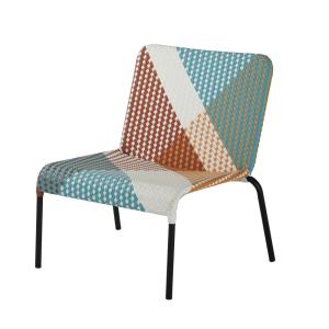 Sillón de jardín de resina reciclada multicolor y metal neg…