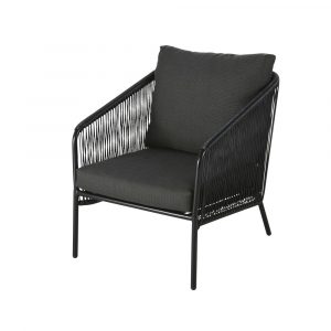 Sillón de jardín de resina y metal negros
