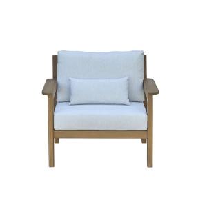 Sillón de jardín de teca maciza con cojines