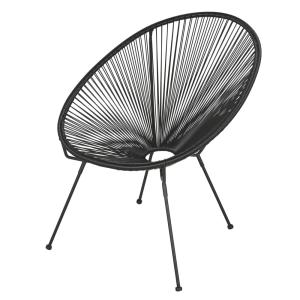 Sillón de jardín redondo de resina reciclada negra