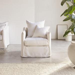 Sillón de lino blanco