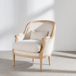 Sillón de madera de fresno y cuerda beige