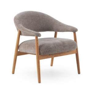 Sillón de madera de roble  tapizado en topo