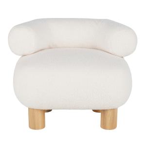 Sillón de madera de roble y poliéster blanco