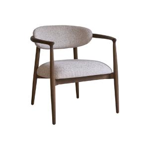 Sillón de madera maciza y tejido con textura beige chiné