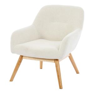 Sillón de madera natural y tela trendy beige