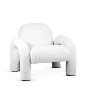 Sillón de madera y lana blanco