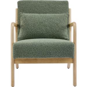 Sillón de madera y tejido bouclé verde