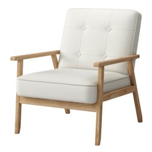 Sillón de madera y tela softcellar ecru