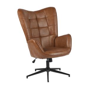 Sillón de oficina con reposabrazos giratorios 360° PU marró…