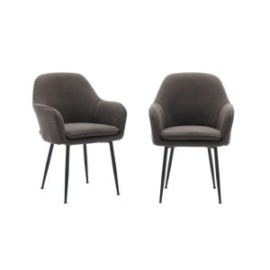 Sillón de pana con patas de metal negro mate, set de 2, gri…