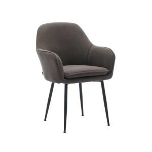 Sillón de pana gris oscuro con patas de metal