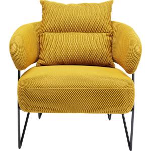 Sillón de poliéster amarillo y acero