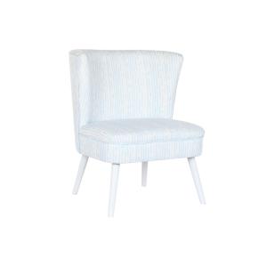 Sillon de poliester y madera en azul y blanco 73x67x85cm