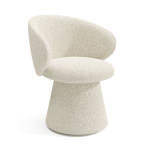 Sillón de salón giratorio 180° bouclé crema