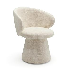 Sillón de salón giratorio 180° terciopelo texturizado crema…