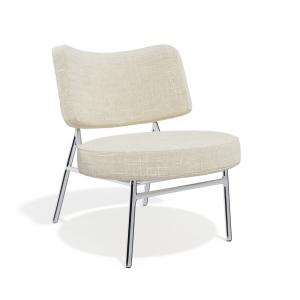 Sillón de salón tejido de terciopelo crema