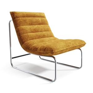 Sillón de salón terciopelo texturizado mostaza