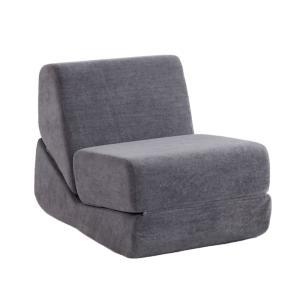 Sillón de suelo convertible en franela gris, 3 posiciones