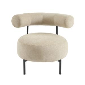 Sillón de tejido de chenilla beige con patas de metal negro