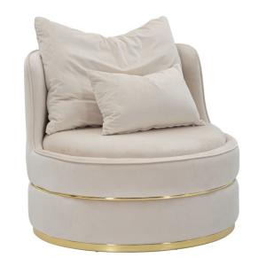 Sillón de tela beige con 2 cojines 84x72 cm ø