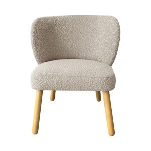 Sillón de tela bouclette y madera - topo