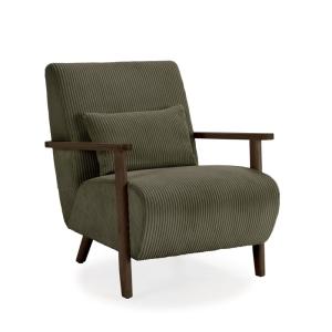 Sillón de tela con patas de madera l70 cm