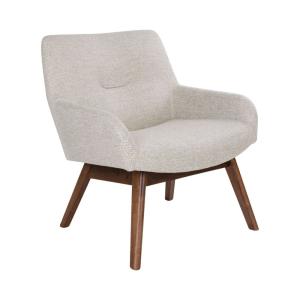 Sillón de tela con patas de madera natural - beige