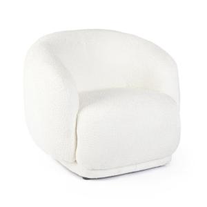 Sillón de tela efecto bouclé blanco