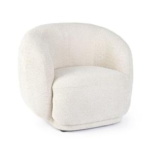 Sillón de tela efecto bouclé natural