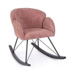 Sillón de tela efecto bouclé óxido y base de madera de cauc…
