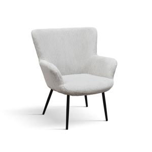 Sillón de tela efecto terciopelo gris claro y patas antraci…