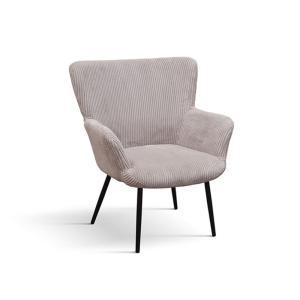 Sillón de tela efecto terciopelo rosa y patas de metal antr…