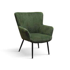 Sillón de tela efecto terciopelo verde y patas de metal ant…