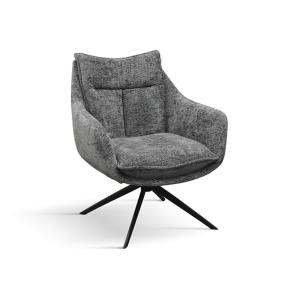 Sillón de tela gris y patas de metal antracita