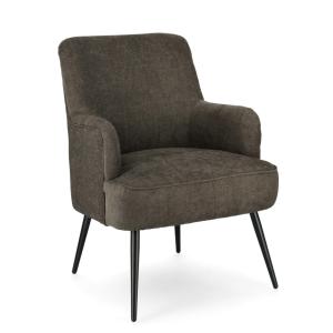 Sillón de tela marrón tomillo y patas de acero barnizado ne…