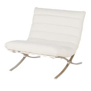 Sillón de tela rizada crudo y acero cromado