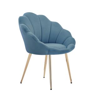 Sillón de terciopelo azul con base dorada
