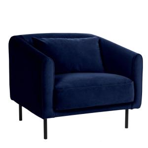 Sillón de terciopelo con patas rectas de metal - azul marin…