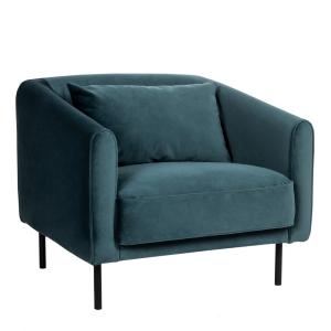 Sillón de terciopelo con patas rectas de metal - verde euca…