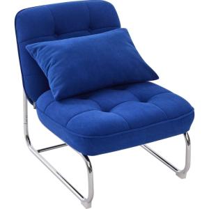 Sillón de terciopelo de canalé azul eléctrico con patas cro…