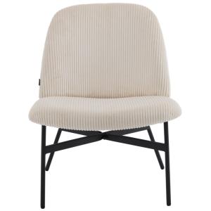 Sillón de terciopelo de canalé beige