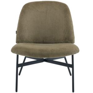 Sillón de terciopelo de canalé verde caqui