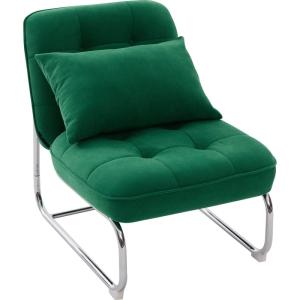 Sillón de terciopelo de canalé verde eléctrico con patas cr…