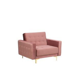 Sillón de terciopelo rosa dorado