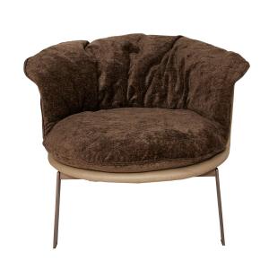 Sillón de vinilo beige con asiento extraíble marrón - l83 c…