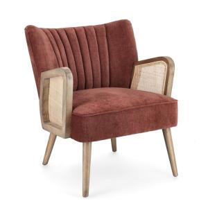 Sillón efecto terciopelo ladrillo, patas y reposabrazos de…