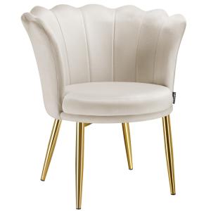 Sillón en forma de flor, terciopelo, 67 x 64 x 76 cm, crema…